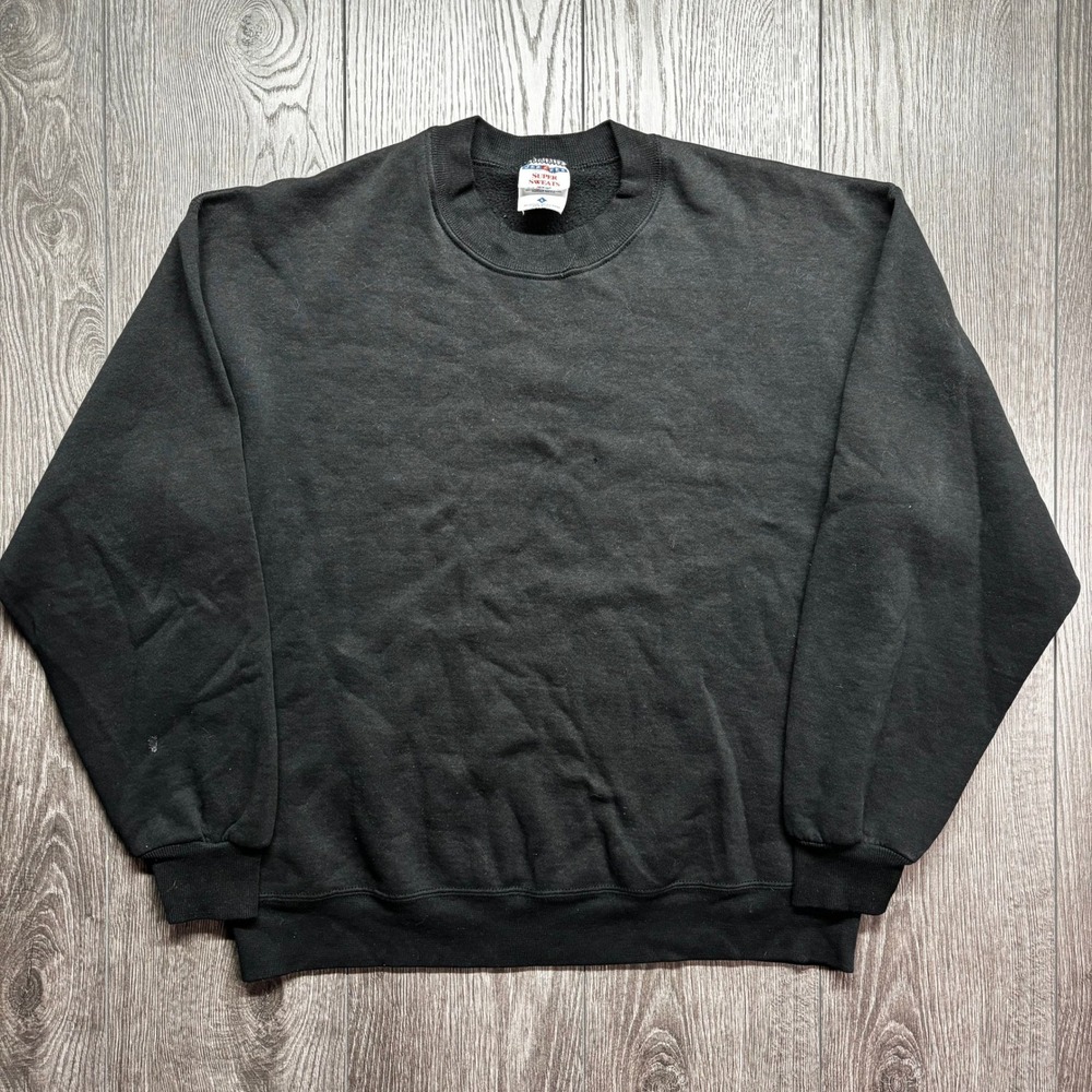 Vintage Jerzees Sweats Black Blank Crewneck Sweatshirt Mens Large Made in USA